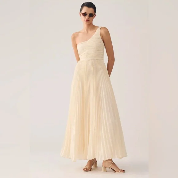 By Anthropologie Forever That Girl One-Shoulder Pleated Dress - Picture 3 of 17